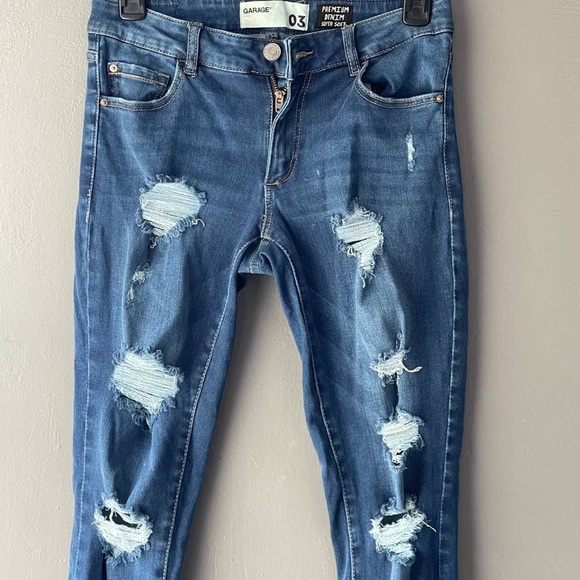 Garage Premium Jeans Womens Sz 3 Distressed Ripped High Waist Jegging Super Soft - Picture 2 of 10